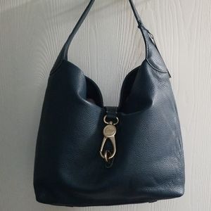 Dooney and Bourke teal Pebbled Leather Logo Lock